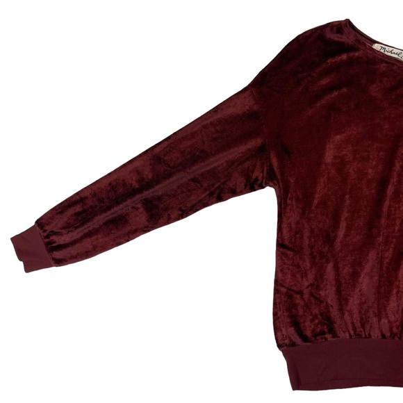 Anthropologie Michael Stars Red Vali Velvet Pullover Top Long Sleeve  XS New! - Picture 11 of 16